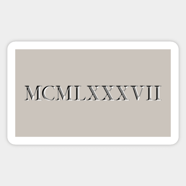 Roman Numeral 1987 Sticker by GloopTrekker